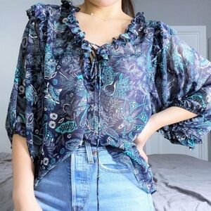 Anthropologie Haida Floral Peasant Top